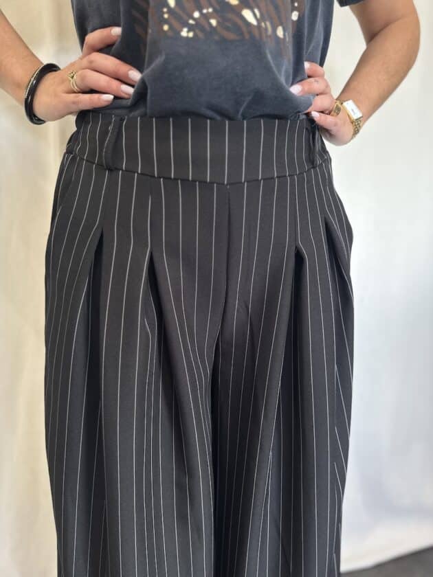 Pantalon noir rayé - MELINE – Image 3