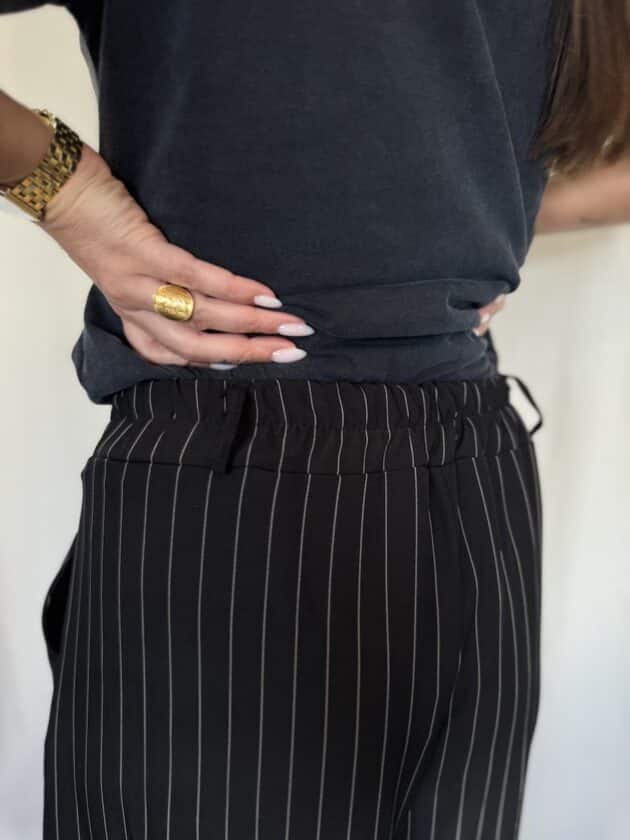 Pantalon noir rayé - MELINE – Image 10