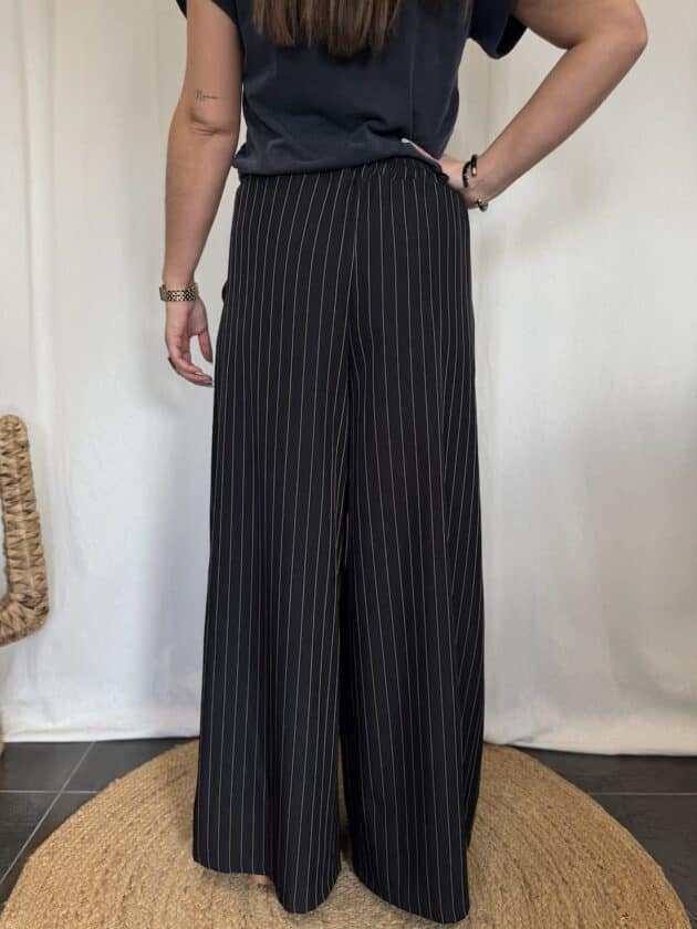 Pantalon noir rayé - MELINE – Image 9