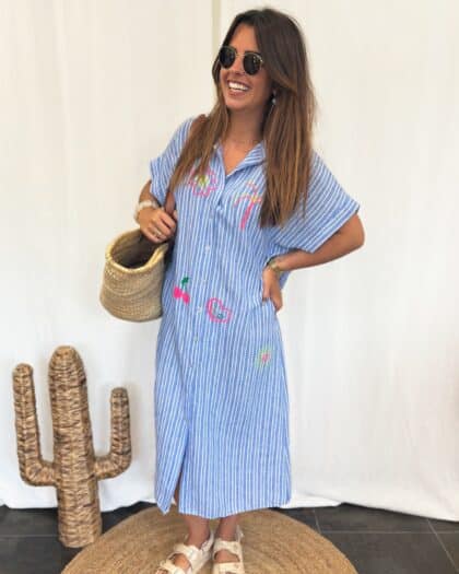 Robe chemise bleu - MONICA