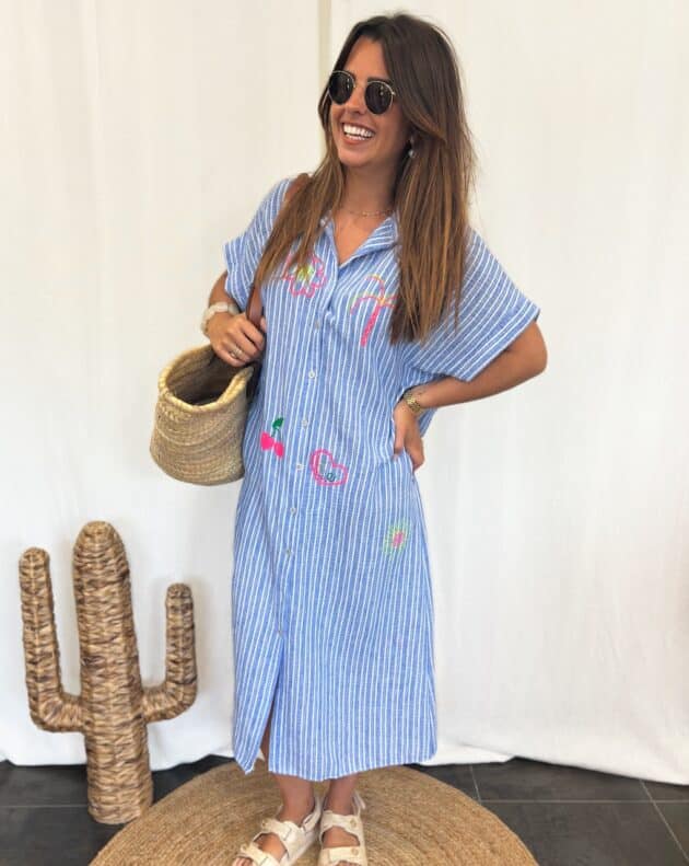 Robe chemise bleu - MONICA