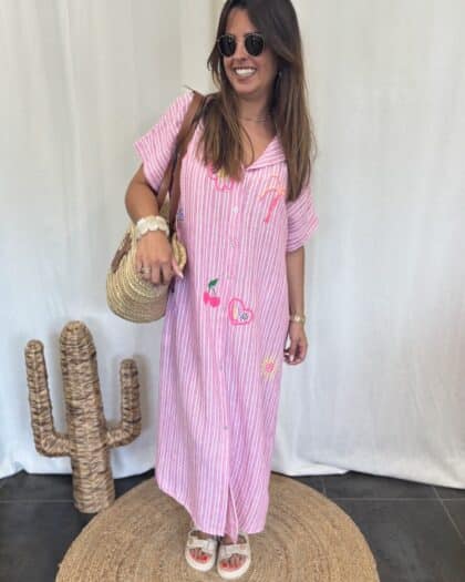 Robe chemise rose - MONICA