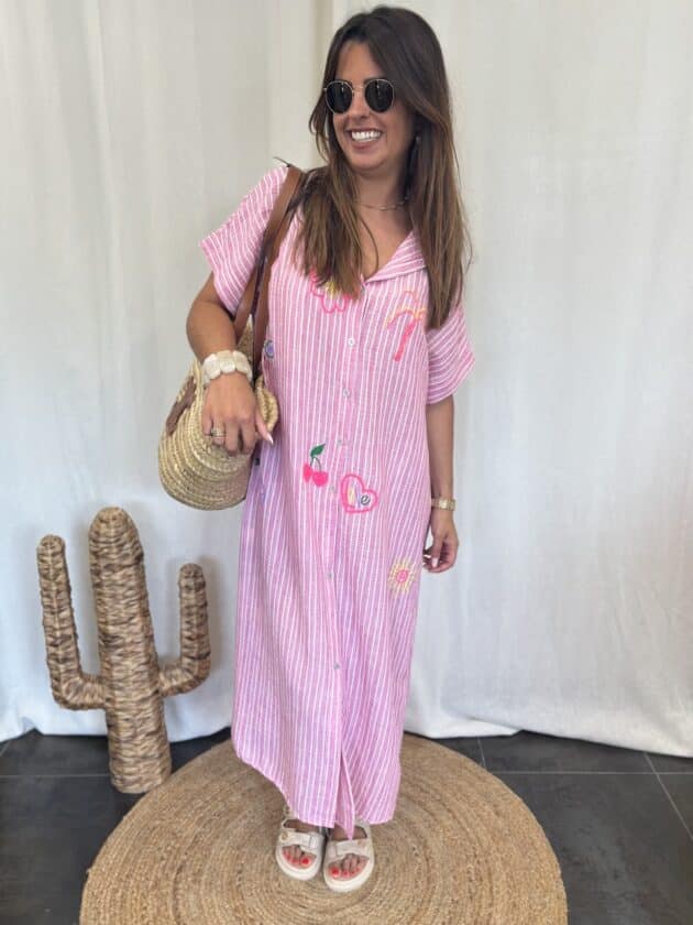 Robe chemise rose - MONICA