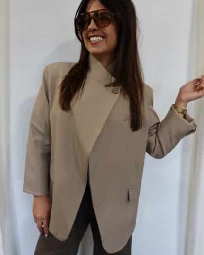 Blazer asymétrique taupe - THOMAS