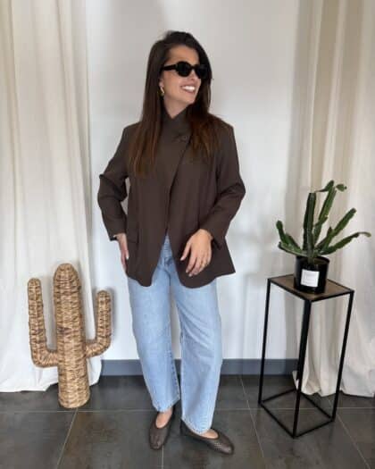 Blazer asymétrique marron - THOMAS